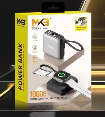 MKB PK71 10000mAh 22.5W Fast Charging Power Bank with Magnetic Wireless & Built-in Cables
